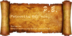 Petrovity Bónis névjegykártya
